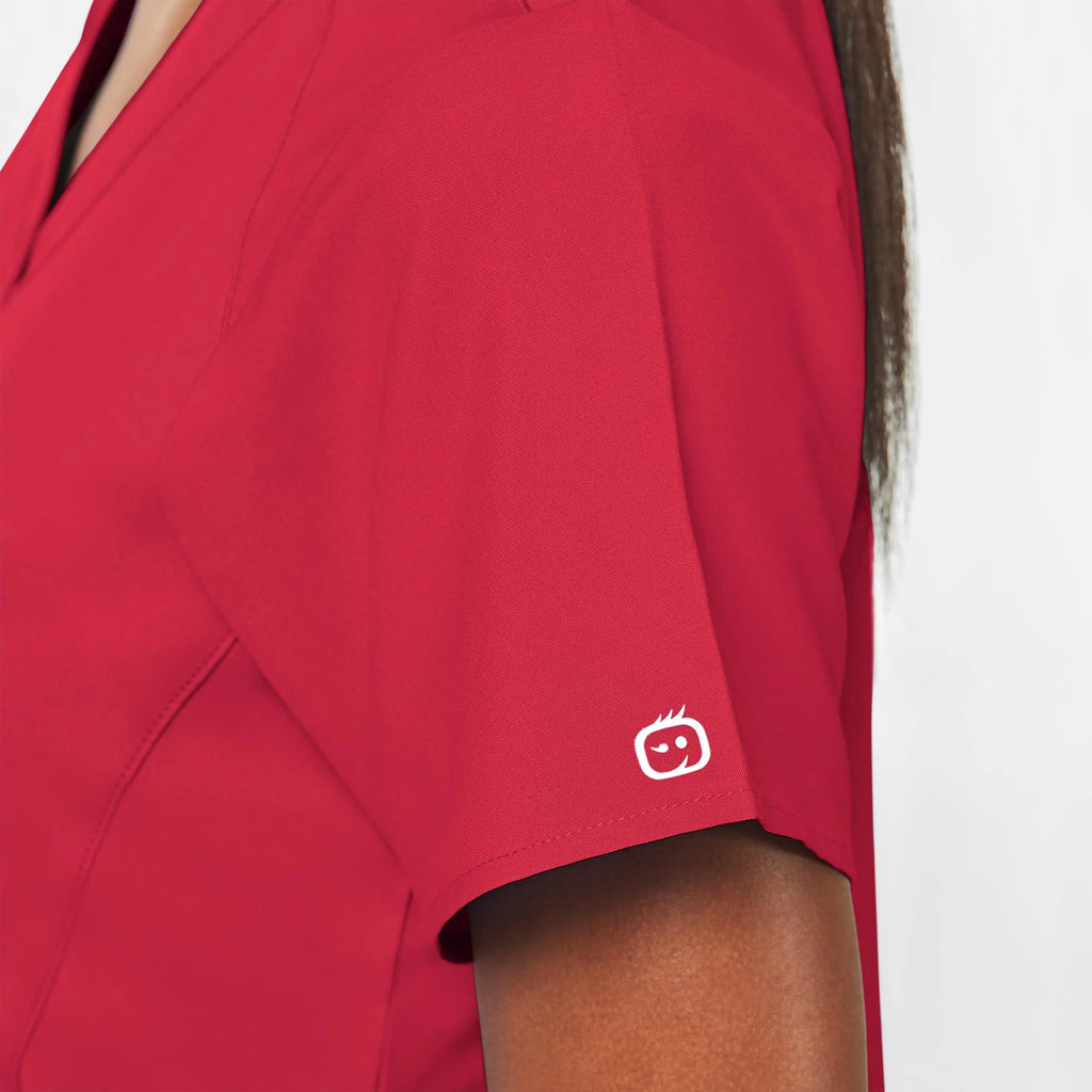 Wink Scrubs Women's Stylized V-Neck Scrub Top Red | scrub-supply.com