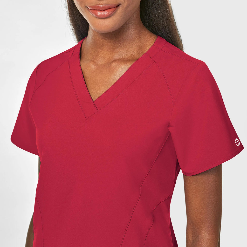 Wink Scrubs Women's Stylized V-Neck Scrub Top Red | scrub-supply.com