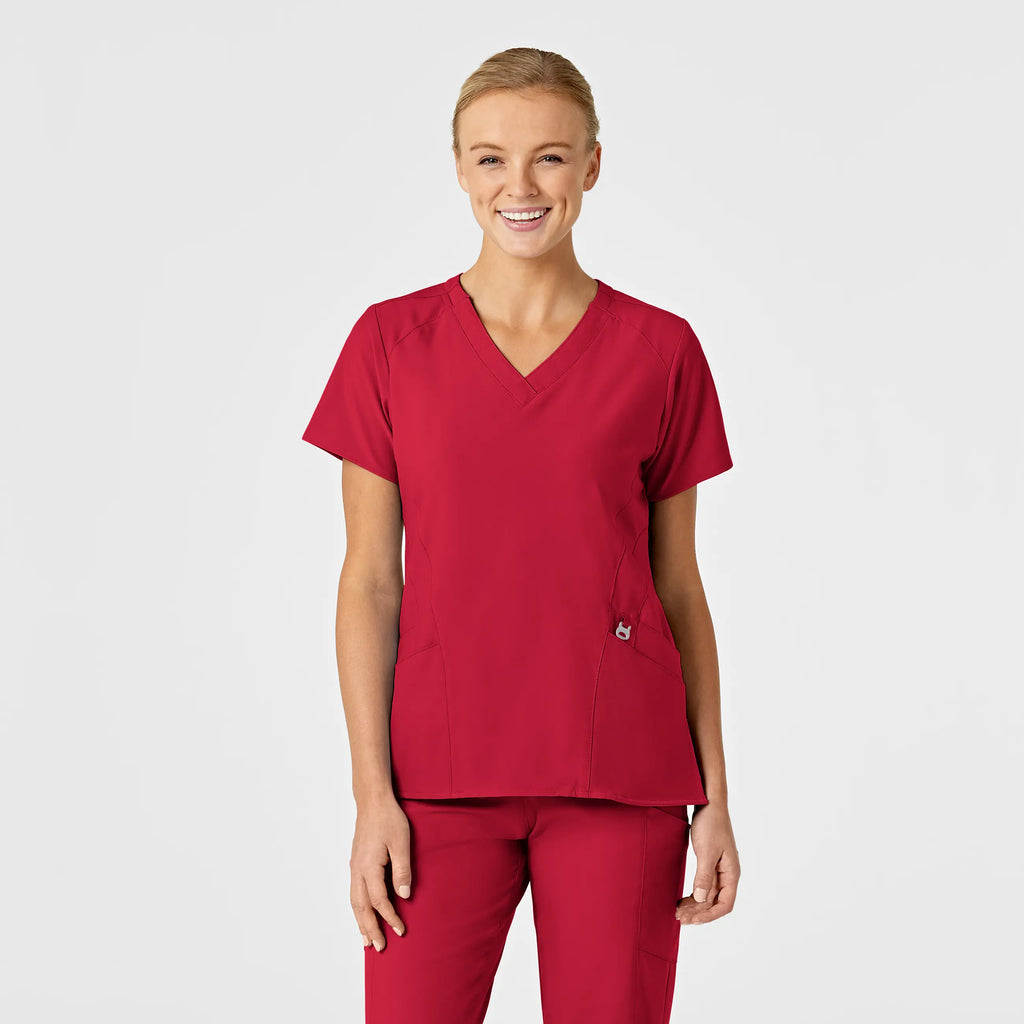 Wink Scrubs Women's Stylized V-Neck Scrub Top Red | scrub-supply.com