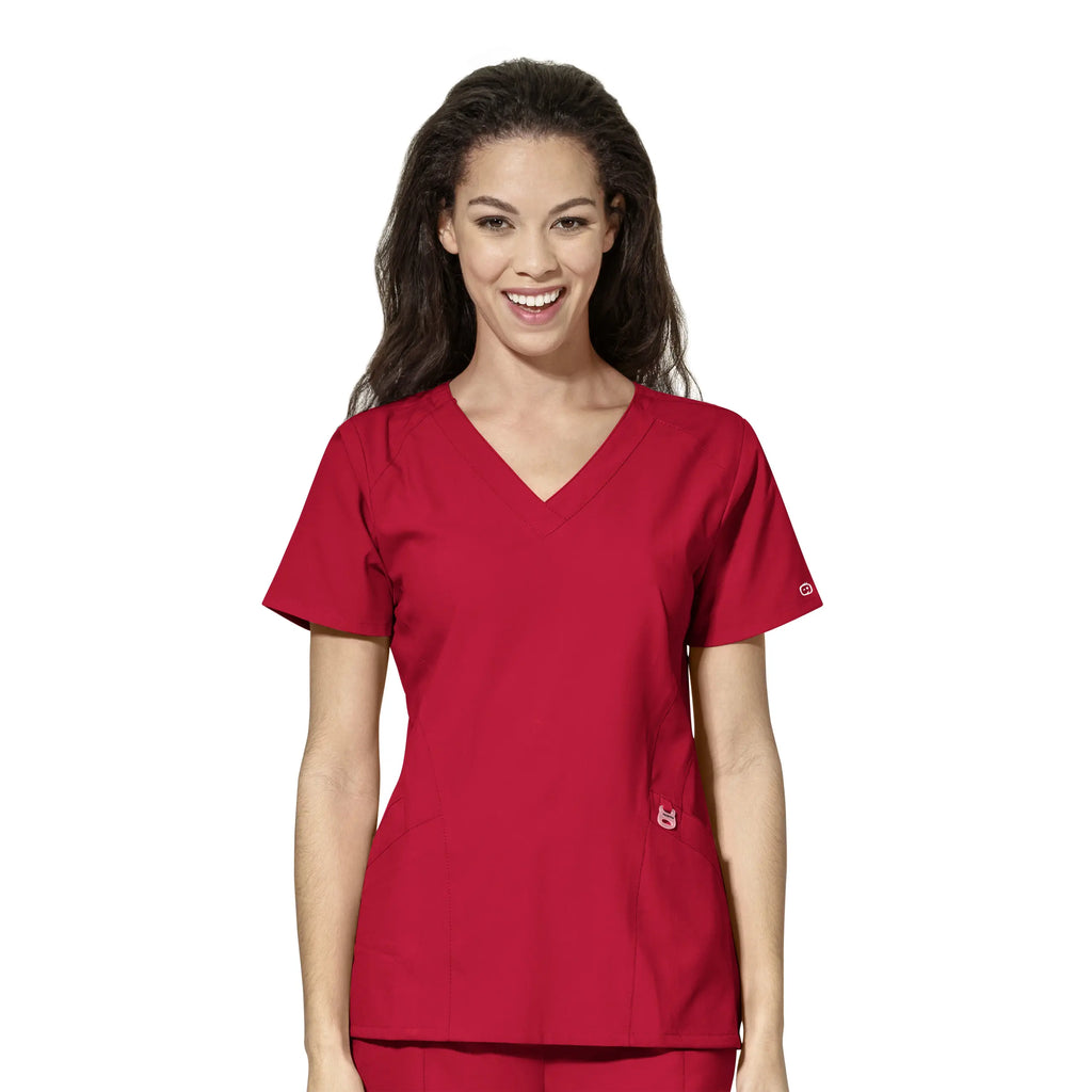 Wink Scrubs Women's Stylized V-Neck Scrub Top Red | scrub-supply.com