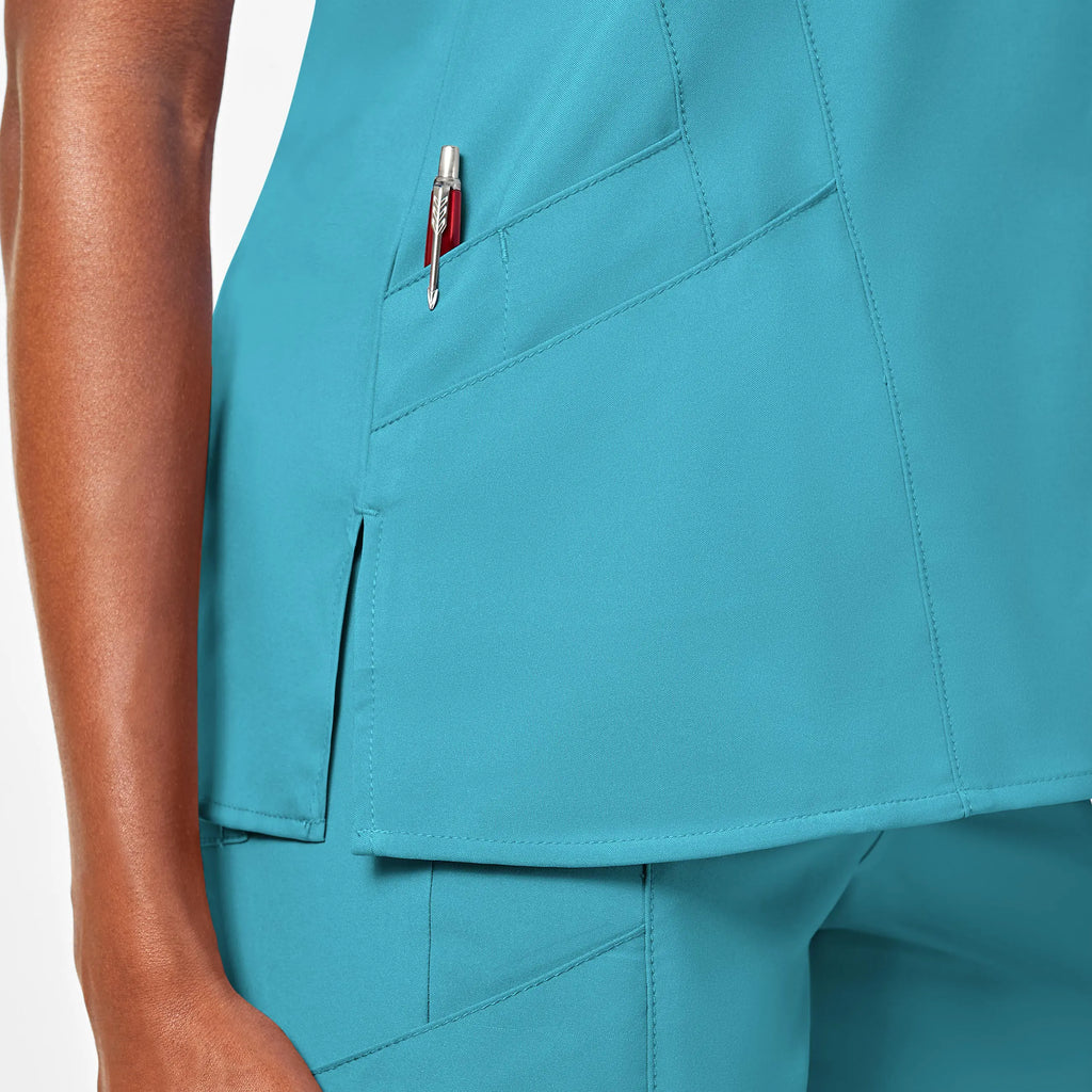 Wink Scrubs Women's Stylized V-Neck Scrub Top Teal | scrub-supply.com