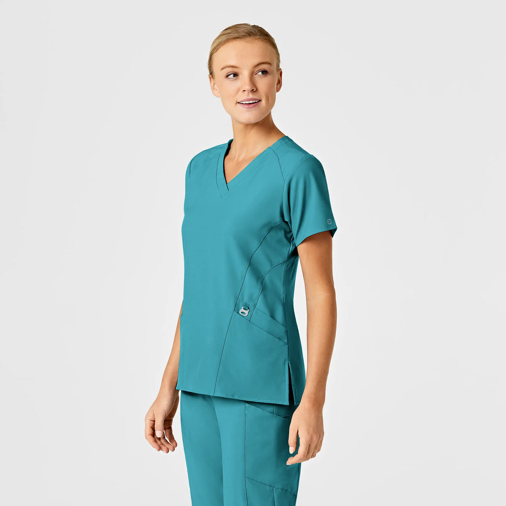 Wink Scrubs Women's Stylized V-Neck Scrub Top Teal | scrub-supply.com