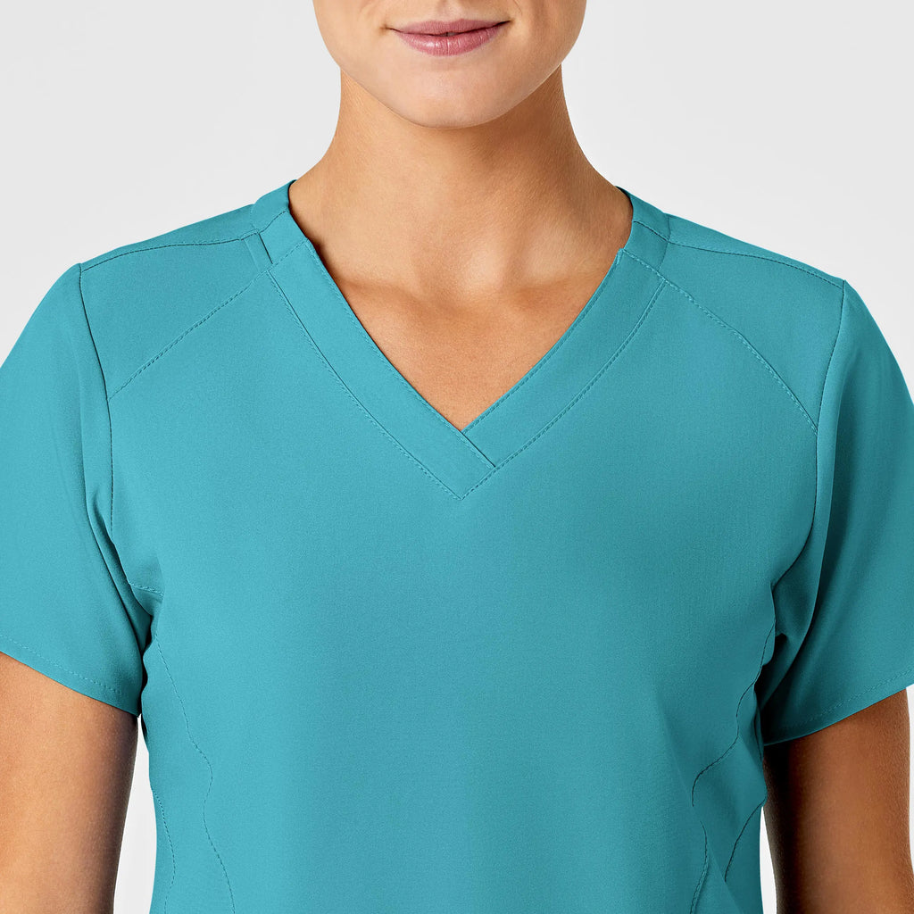 Wink Scrubs Women's Stylized V-Neck Scrub Top Teal | scrub-supply.com