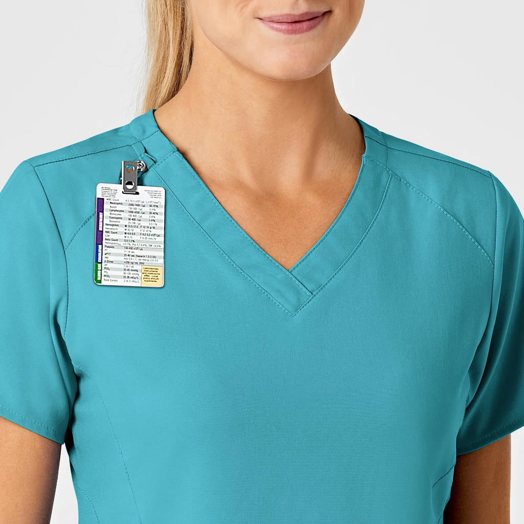 Wink Scrubs Women's Stylized V-Neck Scrub Top Teal | scrub-supply.com