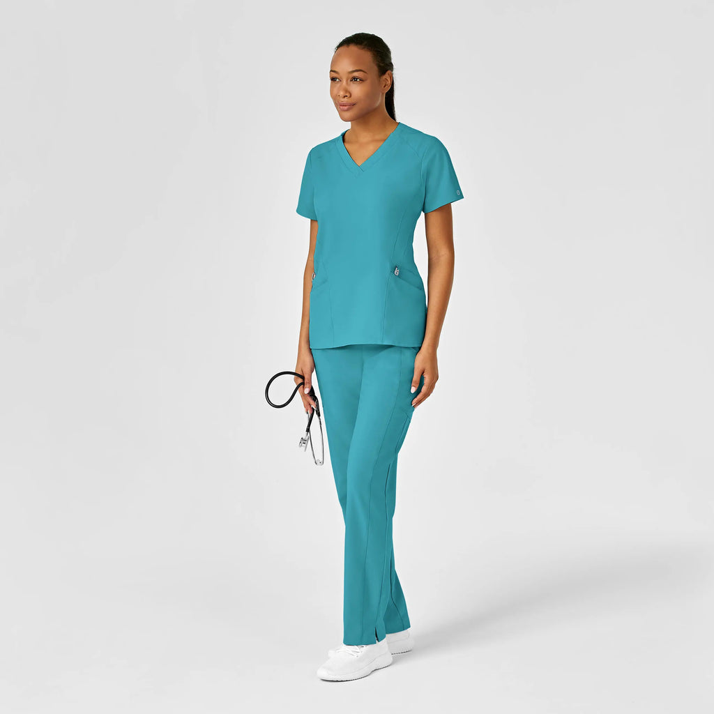 Wink Scrubs Women's Stylized V-Neck Scrub Top Teal | scrub-supply.com