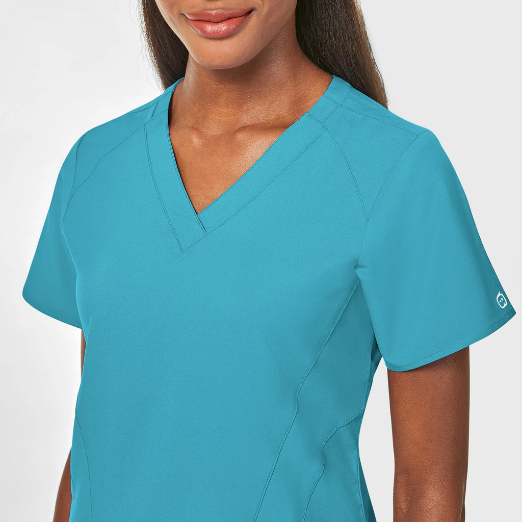 Wink Scrubs Women's Stylized V-Neck Scrub Top Teal | scrub-supply.com