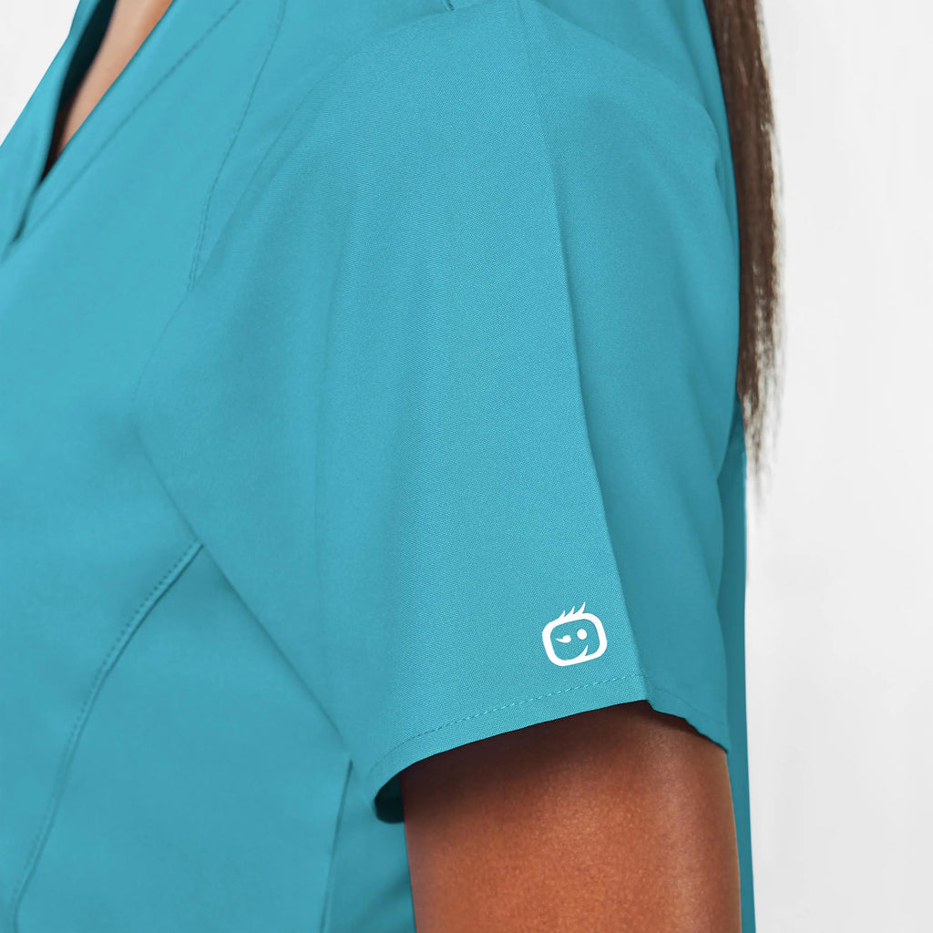 Wink Scrubs Women's Stylized V-Neck Scrub Top Teal | scrub-supply.com