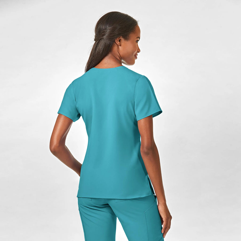 Wink Scrubs Women's Stylized V-Neck Scrub Top Teal | scrub-supply.com