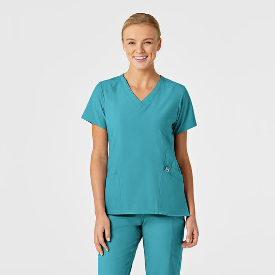 Wink Scrubs Women's Stylized V-Neck Scrub Top Teal | scrub-supply.com