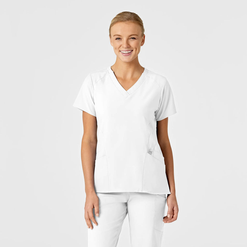 Wink Scrubs Women's Stylized V-Neck Scrub Top White | scrub-supply.com