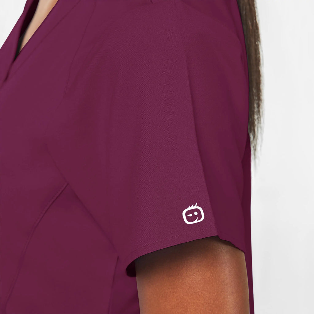 Wink Scrubs Women's Stylized V-Neck Scrub Top Wine | scrub-supply.com