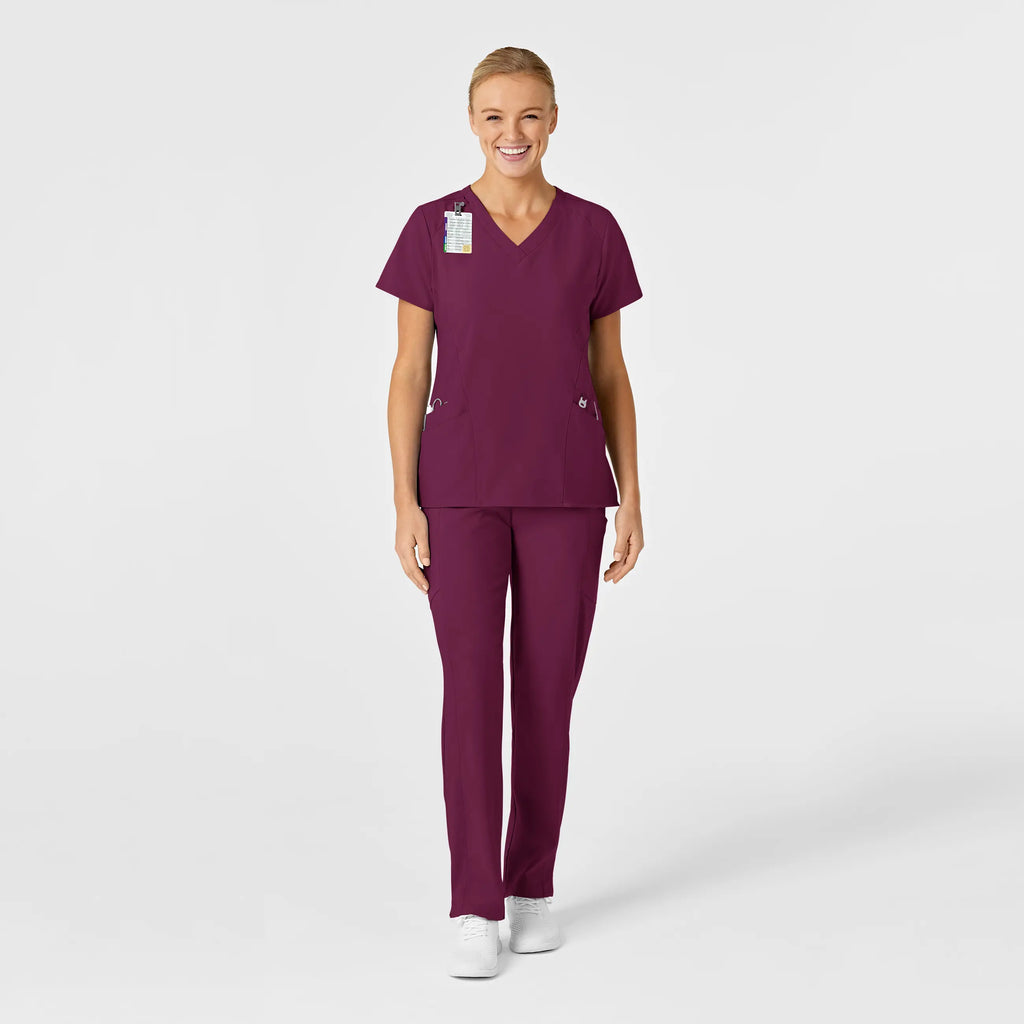 Wink Scrubs Women's Stylized V-Neck Scrub Top Wine | scrub-supply.com