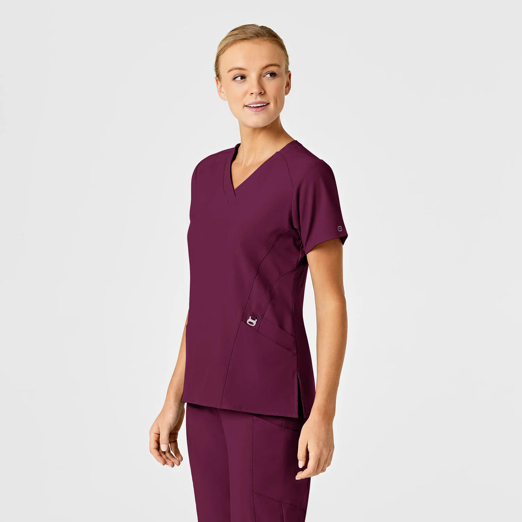 Wink Scrubs Women's Stylized V-Neck Scrub Top Wine | scrub-supply.com