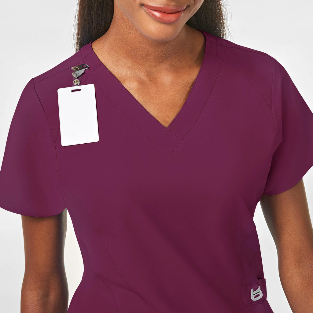 Wink Scrubs Women's Stylized V-Neck Scrub Top Wine | scrub-supply.com