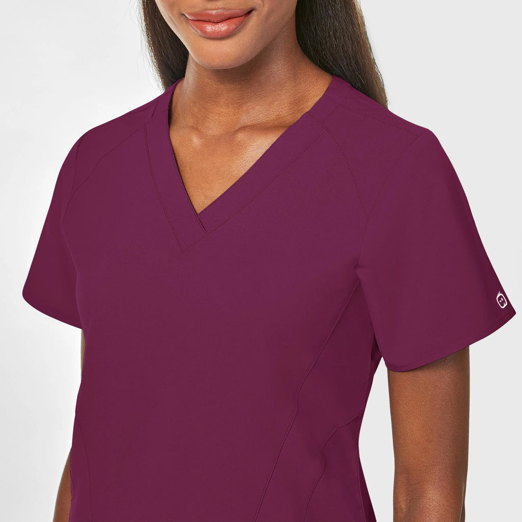 Wink Scrubs Women's Stylized V-Neck Scrub Top Wine | scrub-supply.com