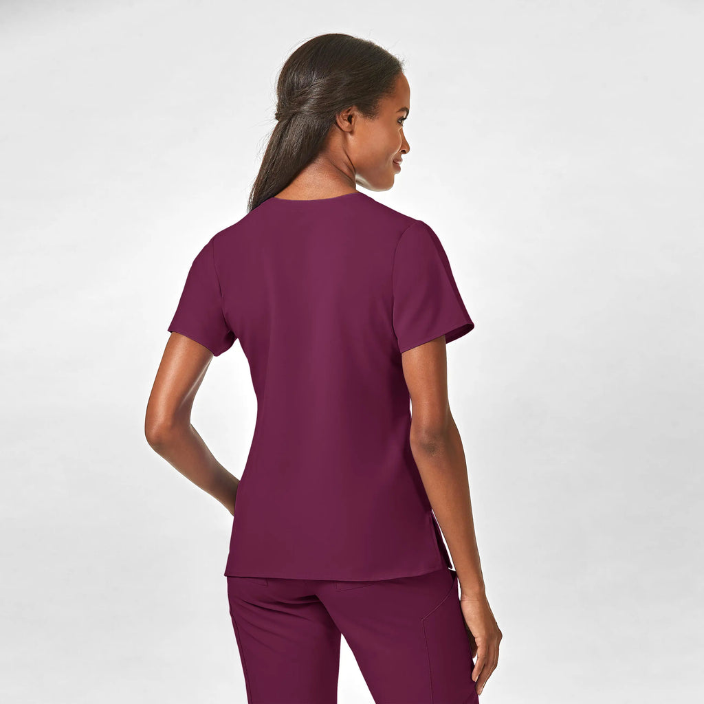 Wink Scrubs Women's Stylized V-Neck Scrub Top Wine | scrub-supply.com