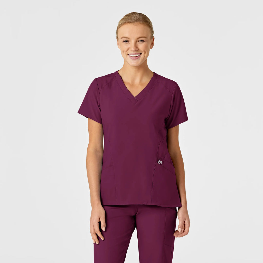 Wink Scrubs Women's Stylized V-Neck Scrub Top Wine | scrub-supply.com