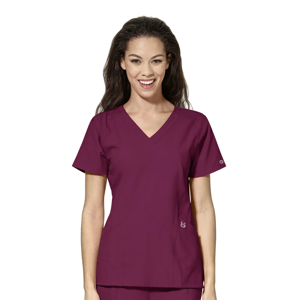 Wink Scrubs Women's Stylized V-Neck Scrub Top Wine | scrub-supply.com