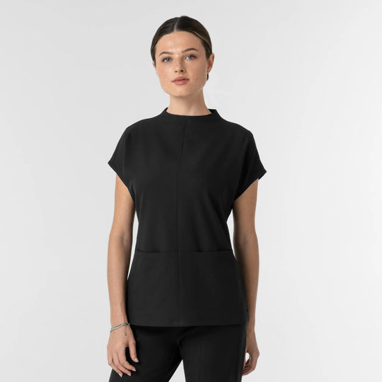 Wink Scrubs Women's Cowl High Neck Scrub Top Black | scrub-supply.com