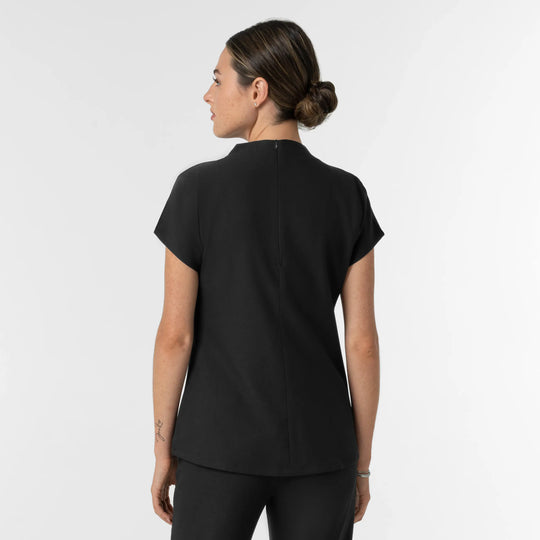 Wink Scrubs Women's Cowl High Neck Scrub Top Black | scrub-supply.com