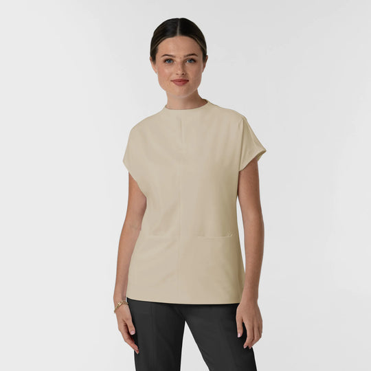 Wink Scrubs Women's Cowl High Neck Scrub Top Coconut Milk | scrub-supply.com