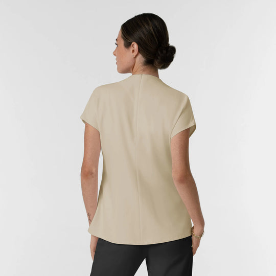Wink Scrubs Women's Cowl High Neck Scrub Top Coconut Milk | scrub-supply.com