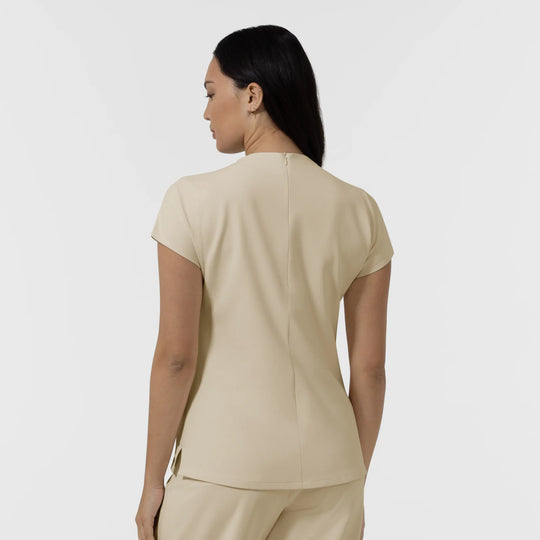 Wink Scrubs Women's Cowl High Neck Scrub Top Coconut Milk | scrub-supply.com