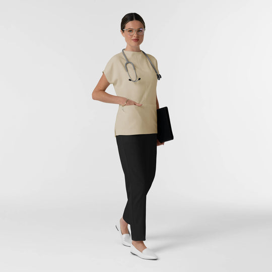 Wink Scrubs Women's Cowl High Neck Scrub Top Coconut Milk | scrub-supply.com