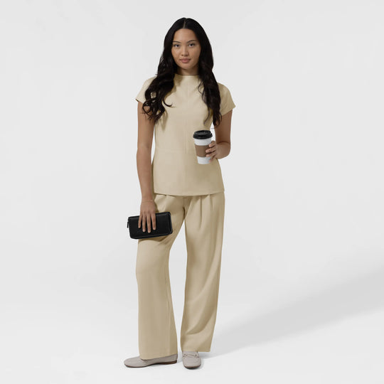 Wink Scrubs Women's Cowl High Neck Scrub Top Coconut Milk | scrub-supply.com