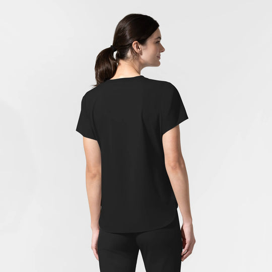 Wink Scrubs Women's Pulse Crew Neck Tuck-in Scrub Top Black | scrub-supply.com