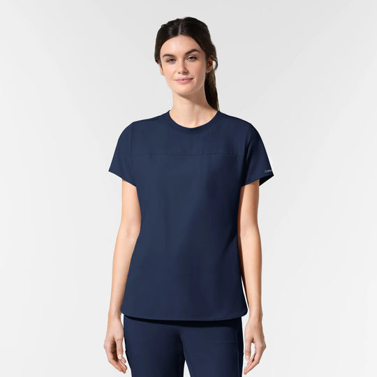 Wink Scrubs Women's Pulse Crew Neck Tuck-in Scrub Top Navy | scrub-supply.com