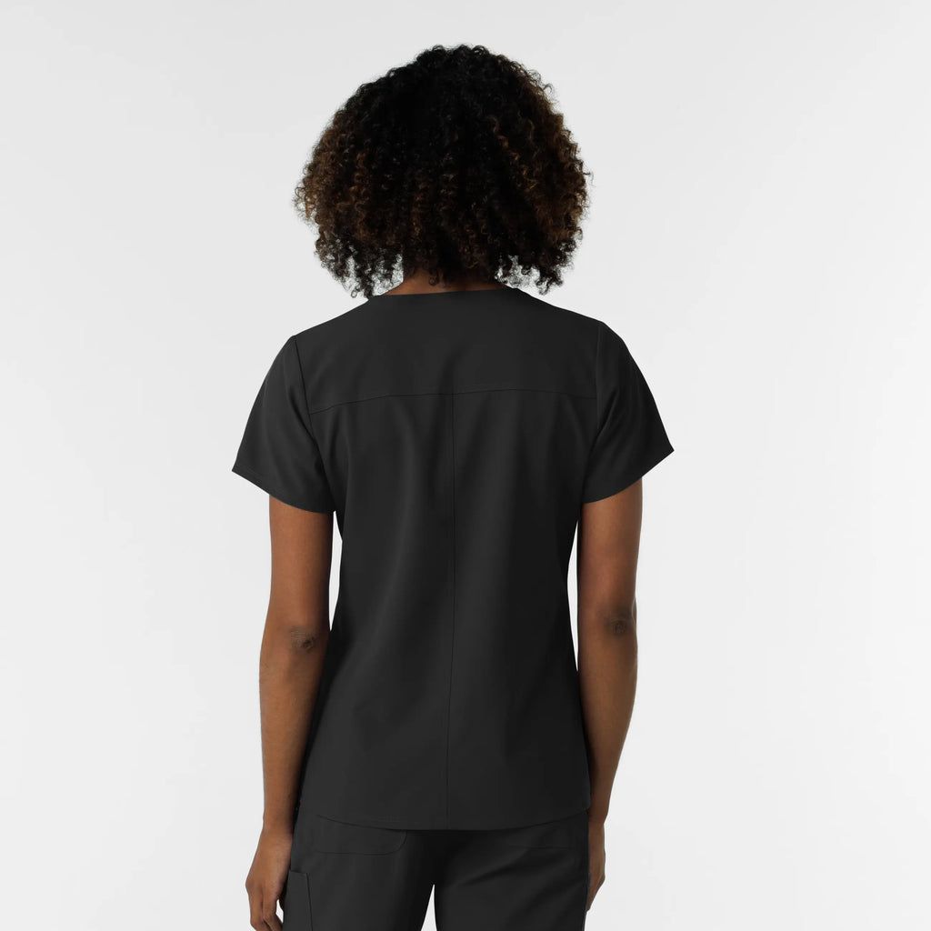 Wink Scrubs Women's NURTUR V-Neck Scrub Top Black | scrub-supply.com