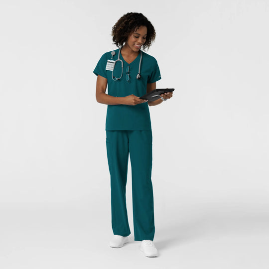 Wink Scrubs Women's NURTUR V-Neck Scrub Top Caribbean Blue | scrub-supply.com