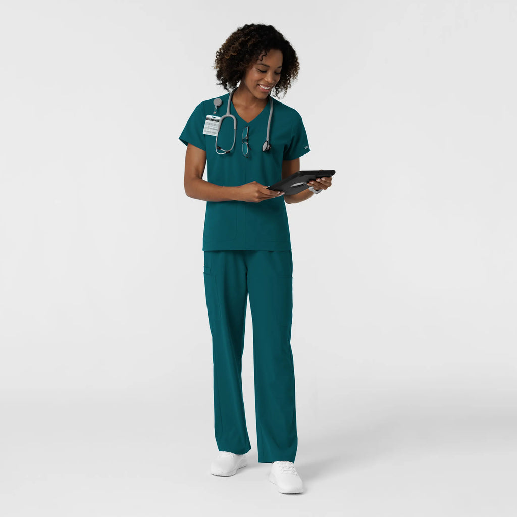 Wink Scrubs Women's NURTUR V-Neck Scrub Top Caribbean Blue | scrub-supply.com