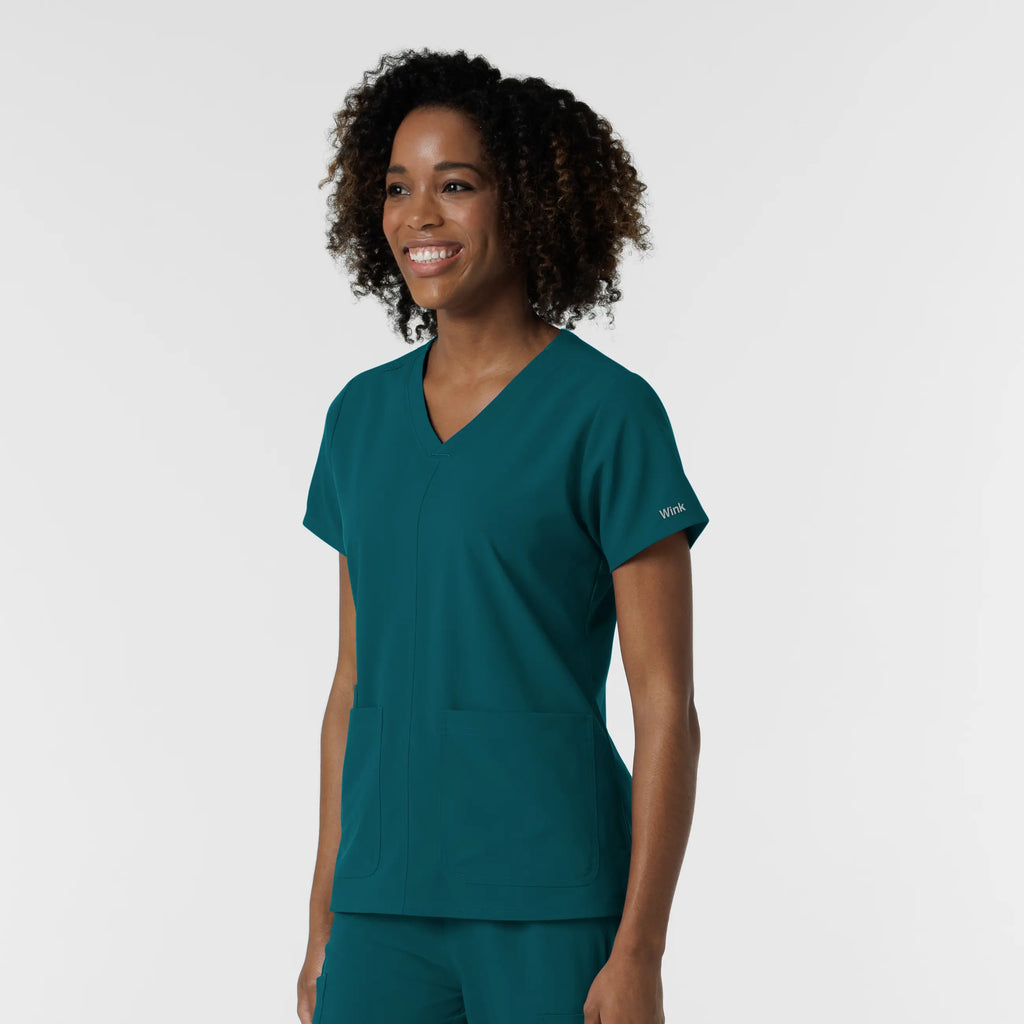 Wink Scrubs Women's NURTUR V-Neck Scrub Top Caribbean Blue | scrub-supply.com
