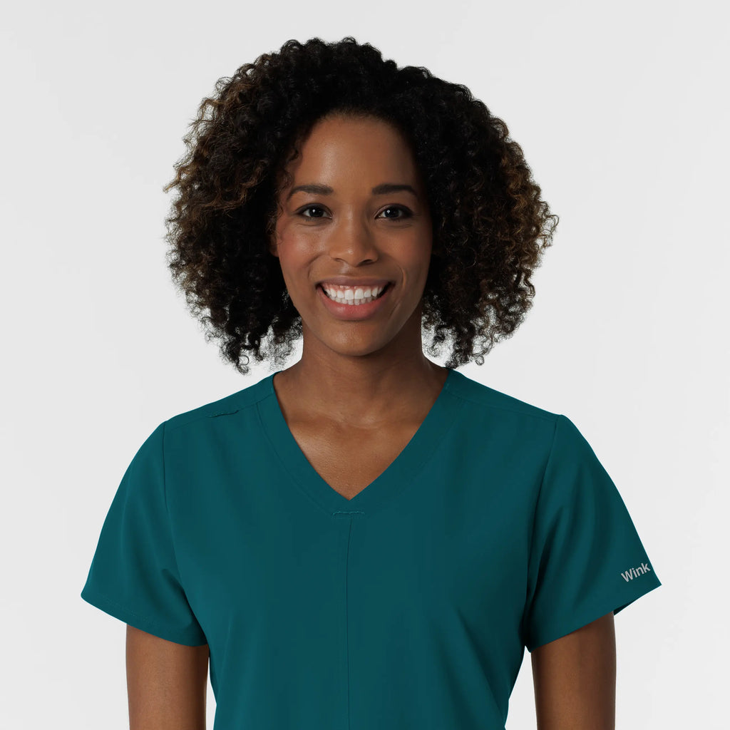 Wink Scrubs Women's NURTUR V-Neck Scrub Top Caribbean Blue | scrub-supply.com