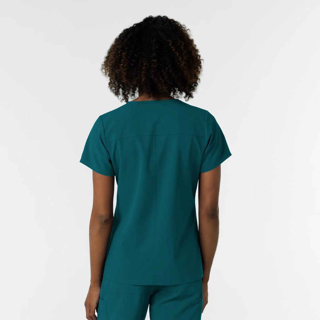 Wink Scrubs Women's NURTUR V-Neck Scrub Top Caribbean Blue | scrub-supply.com