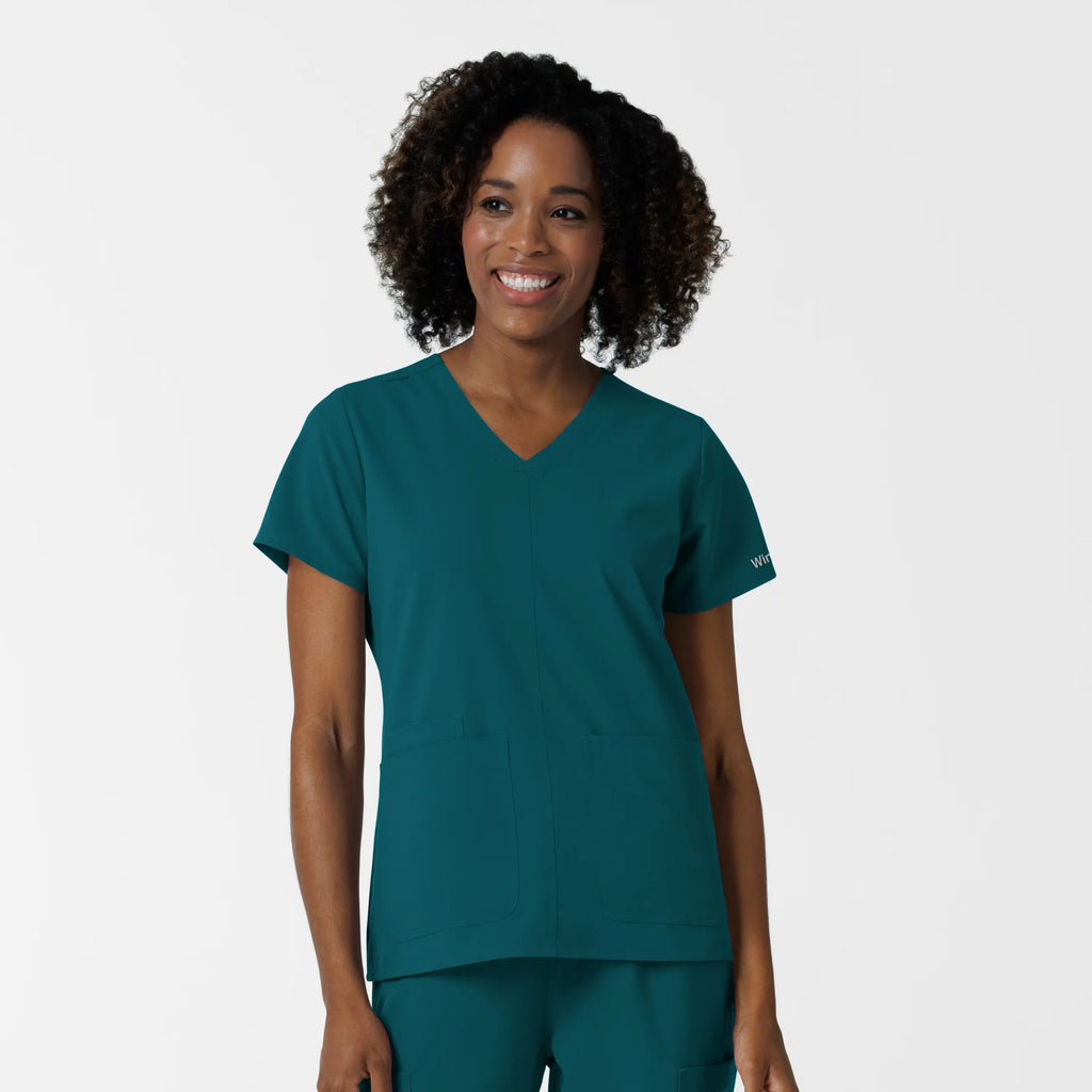 Wink Scrubs Women's NURTUR V-Neck Scrub Top Caribbean Blue | scrub-supply.com