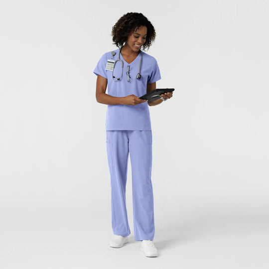 Wink Scrubs Women's NURTUR V-Neck Scrub Top Ceil Blue | scrub-supply.com