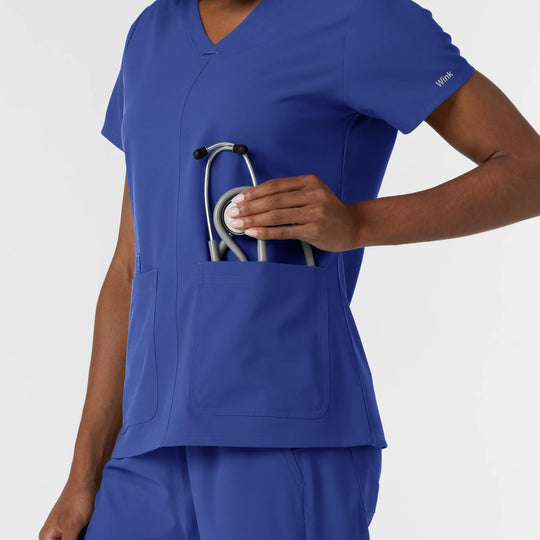 Wink Scrubs Women's NURTUR V-Neck Scrub Top Galaxy Blue | scrub-supply.com