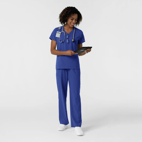 Wink Scrubs Women's NURTUR V-Neck Scrub Top Galaxy Blue | scrub-supply.com