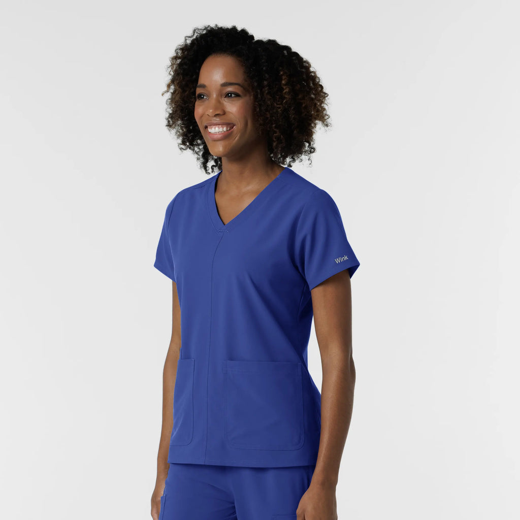 Wink Scrubs Women's NURTUR V-Neck Scrub Top Galaxy Blue | scrub-supply.com