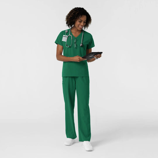 Wink Scrubs Women's NURTUR V-Neck Scrub Top Hunter | scrub-supply.com