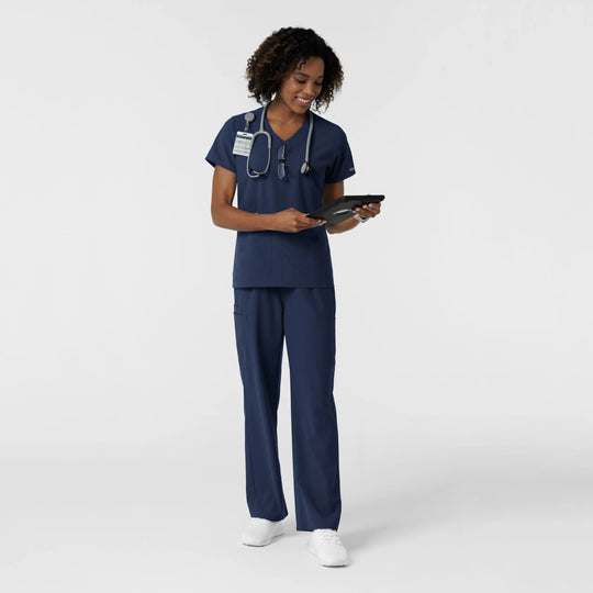 Wink Scrubs Women's NURTUR V-Neck Scrub Top Navy | scrub-supply.com
