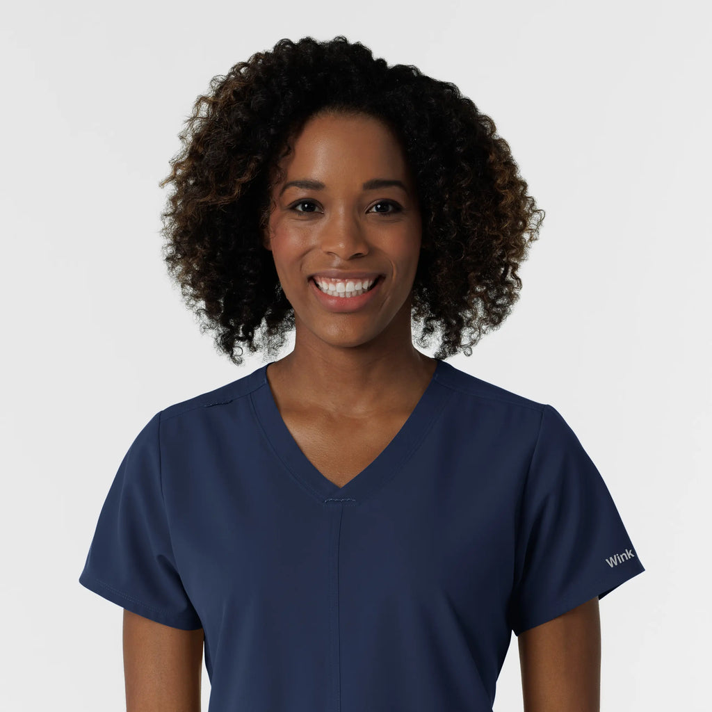 Wink Scrubs Women's NURTUR V-Neck Scrub Top Navy | scrub-supply.com