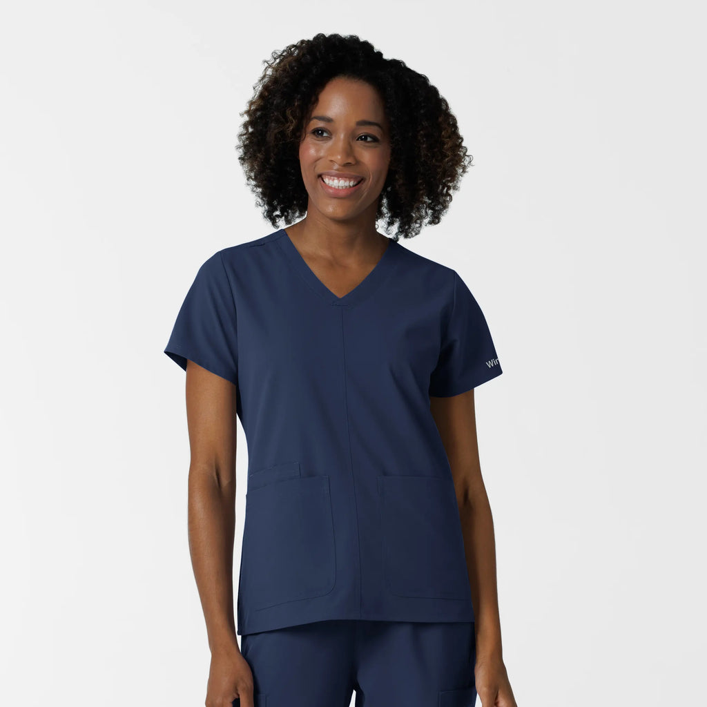 Wink Scrubs Women's NURTUR V-Neck Scrub Top Navy | scrub-supply.com