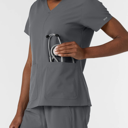 Wink Scrubs Women's NURTUR V-Neck Scrub Top Pewter | scrub-supply.com