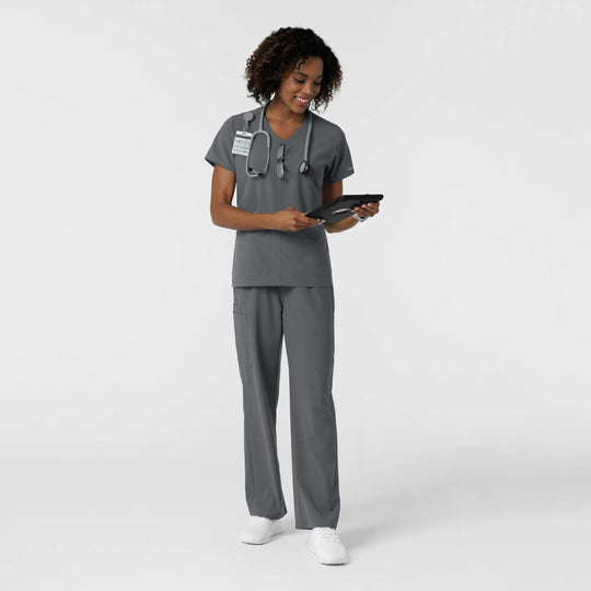 Wink Scrubs Women's NURTUR V-Neck Scrub Top Pewter | scrub-supply.com
