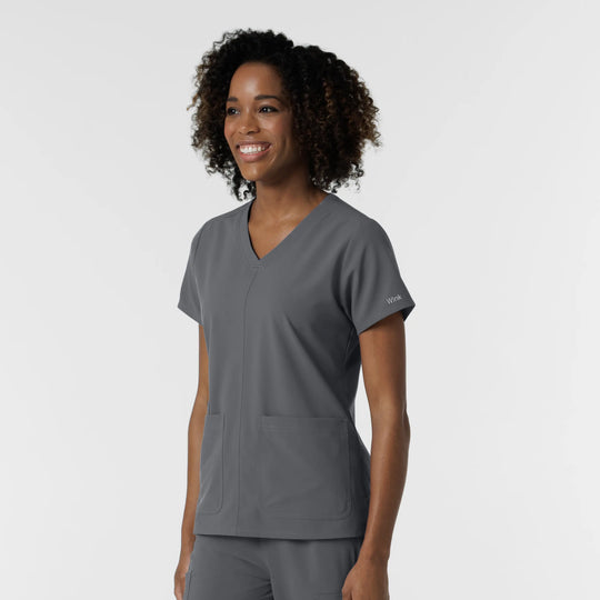 Wink Scrubs Women's NURTUR V-Neck Scrub Top Pewter | scrub-supply.com