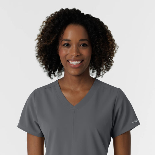Wink Scrubs Women's NURTUR V-Neck Scrub Top Pewter | scrub-supply.com
